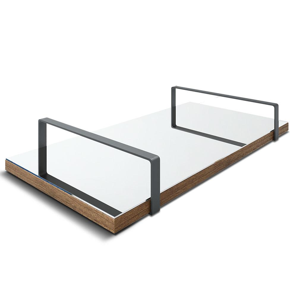 Bandeja Espelhada 25x50cm Borda Infinita Castanho Com Alça Preta Bandeja Espelhada 25x50cm Borda Infinita Castanho Com Alça Preta