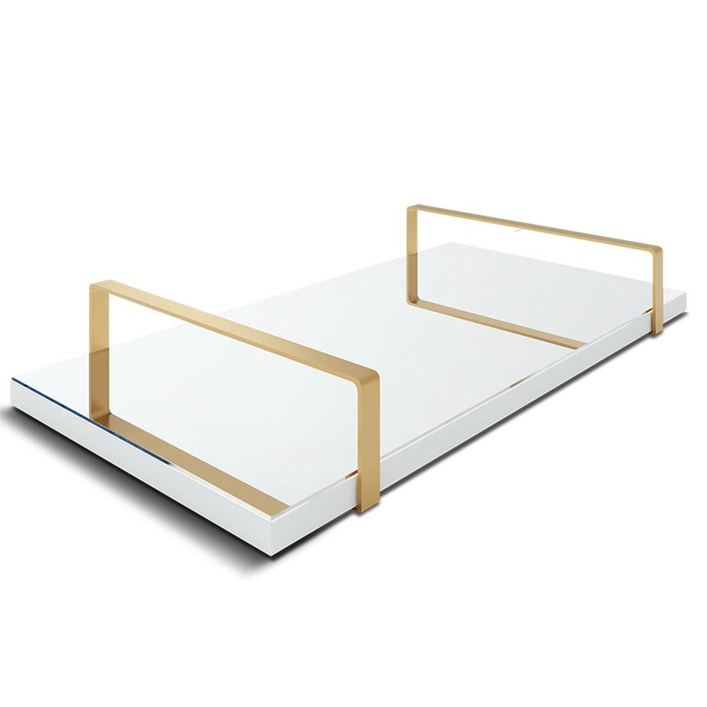 Bandeja Espelhada 25x50cm Borda Infinita Branca Com Alça Cobre Bandeja Espelhada 25x50cm Borda Infinita Branca Com Alça Cobre