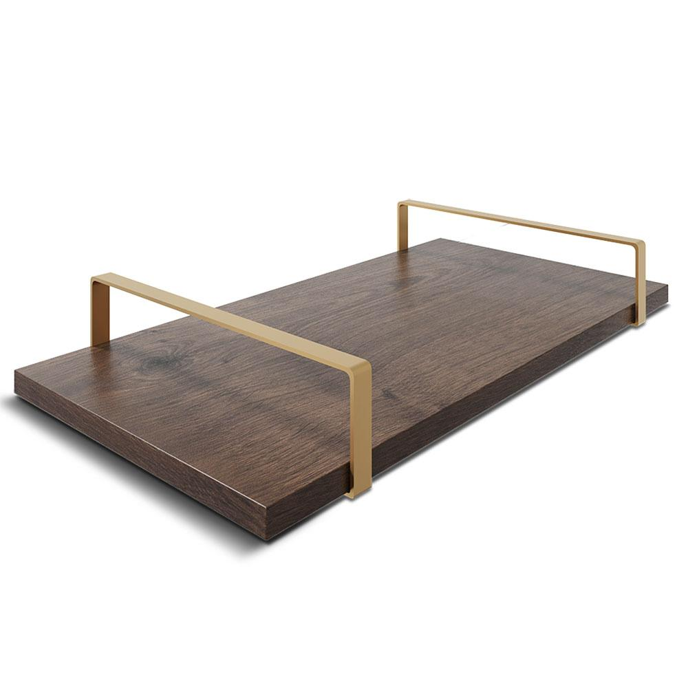 Bandeja Decorativa 25x50cm Borda Infinita Castanho Com Alça Cobre Bandeja Decorativa 25x50cm Borda Infinita Castanho Com Alça Cobre