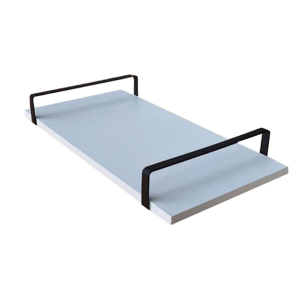 Bandeja Decorativa Branca com Borda Infinita Alça Preta Bandeja Decorativa Branca com Borda Infinita Alça Preta