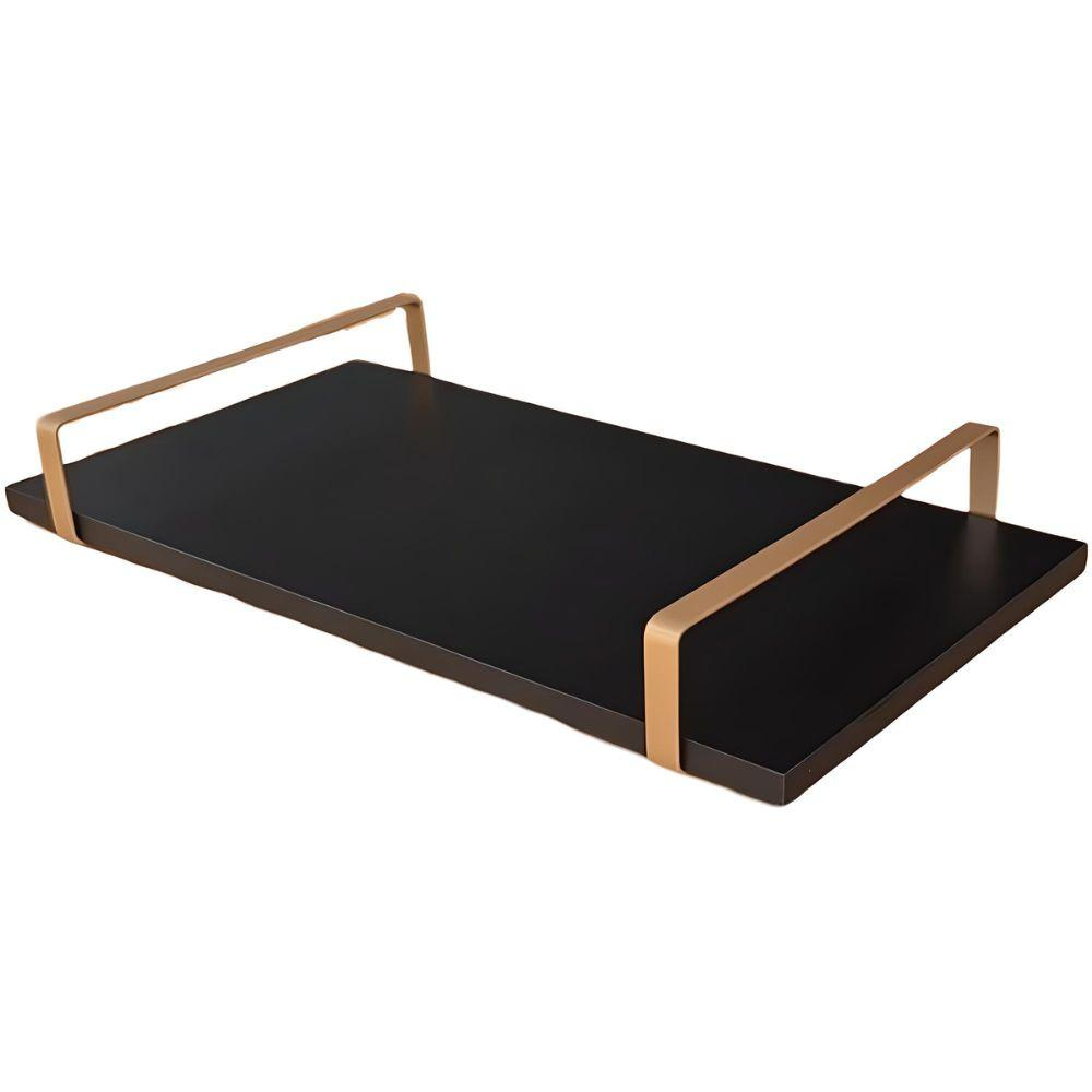 Bandeja Decorativa Preta com Borda Infinita Alça Cobre Bandeja Decorativa Preta com Borda Infinita Alça Cobre