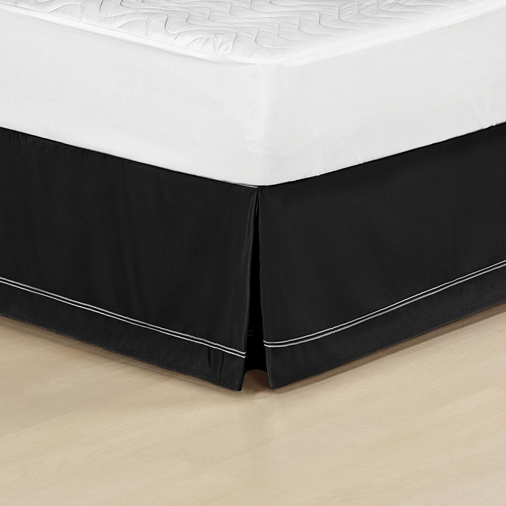 Saia Para Cama Box Inteiriça Com Detalhe Sutache Microfibra Casal Padrão - Preto Saia Para Cama Box Inteiriça Com Detalhe Sutache Microfibra Casal Padrão - Preto