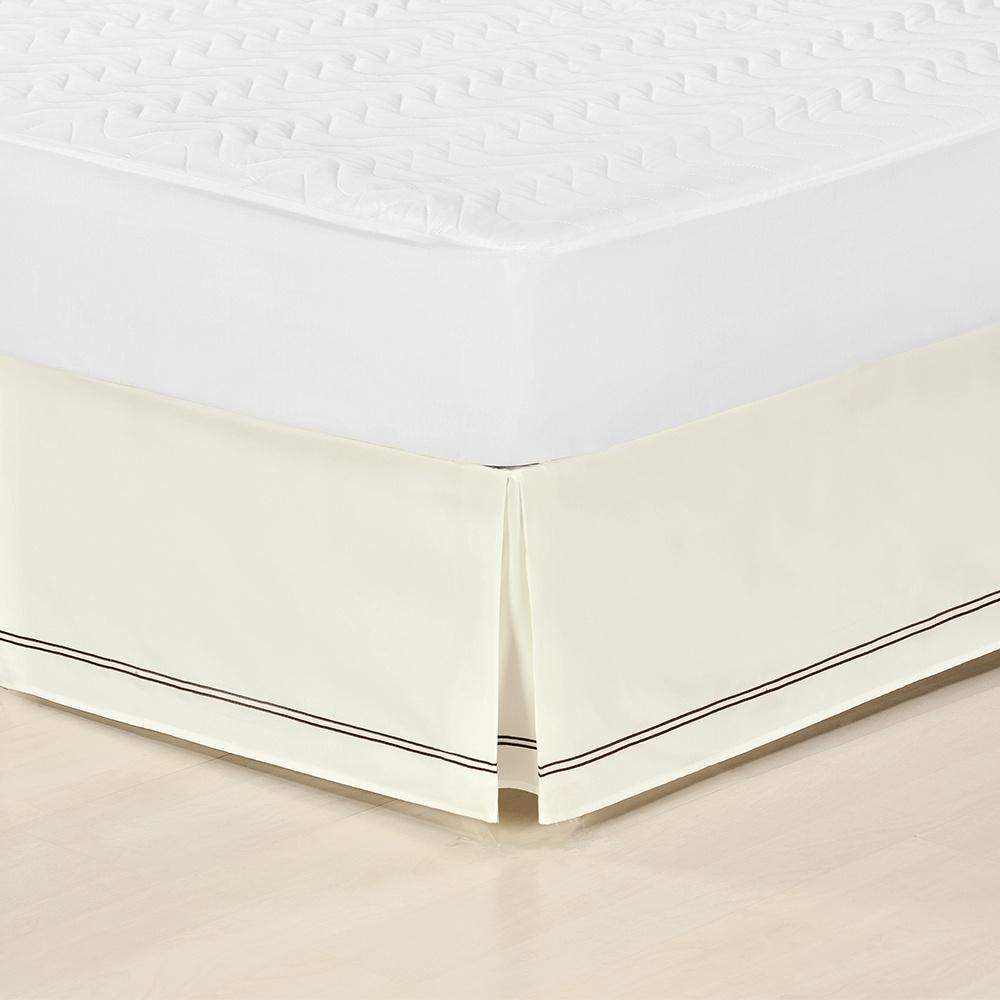 Saia Para Cama Box Inteiriça Com Detalhe Sutache Microfibra King - Palha Saia Para Cama Box Inteiriça Com Detalhe Sutache Microfibra King - Palha