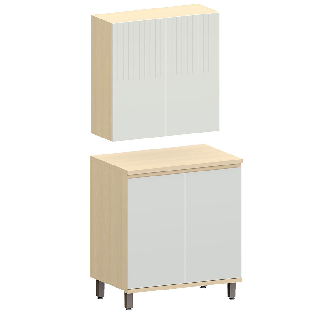 Kit Armário Aéreo e Balcão 2 Portas 80 cm Aurora Cinza Cristal Pet/Cinza Cristal Kit Armário Aéreo e Balcão 2 Portas 80 cm Aurora Cinza Cristal Pet/Cinza Cristal