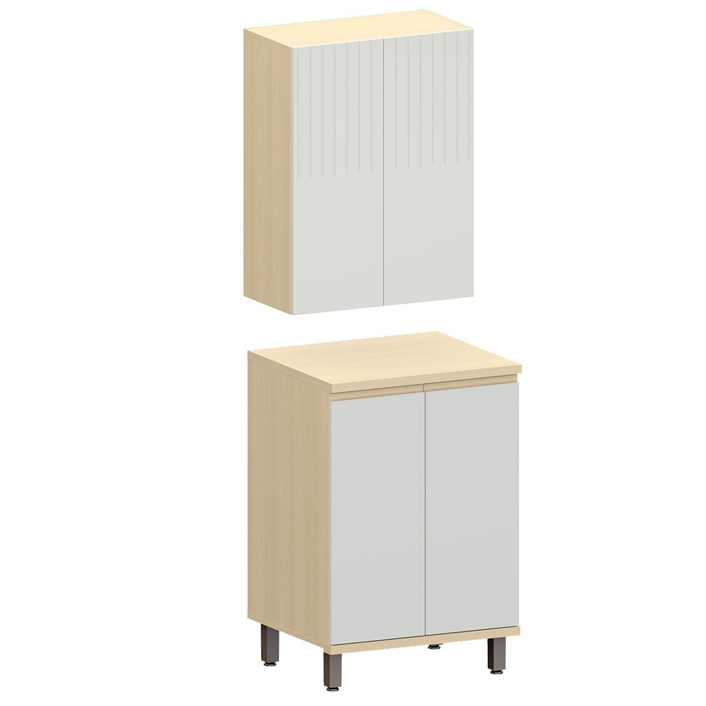 Kit Armário Aéreo e Balcão 2 Portas 60 cm Aurora Cinza Cristal Pet/Cinza Cristal Kit Armário Aéreo e Balcão 2 Portas 60 cm Aurora Cinza Cristal Pet/Cinza Cristal
