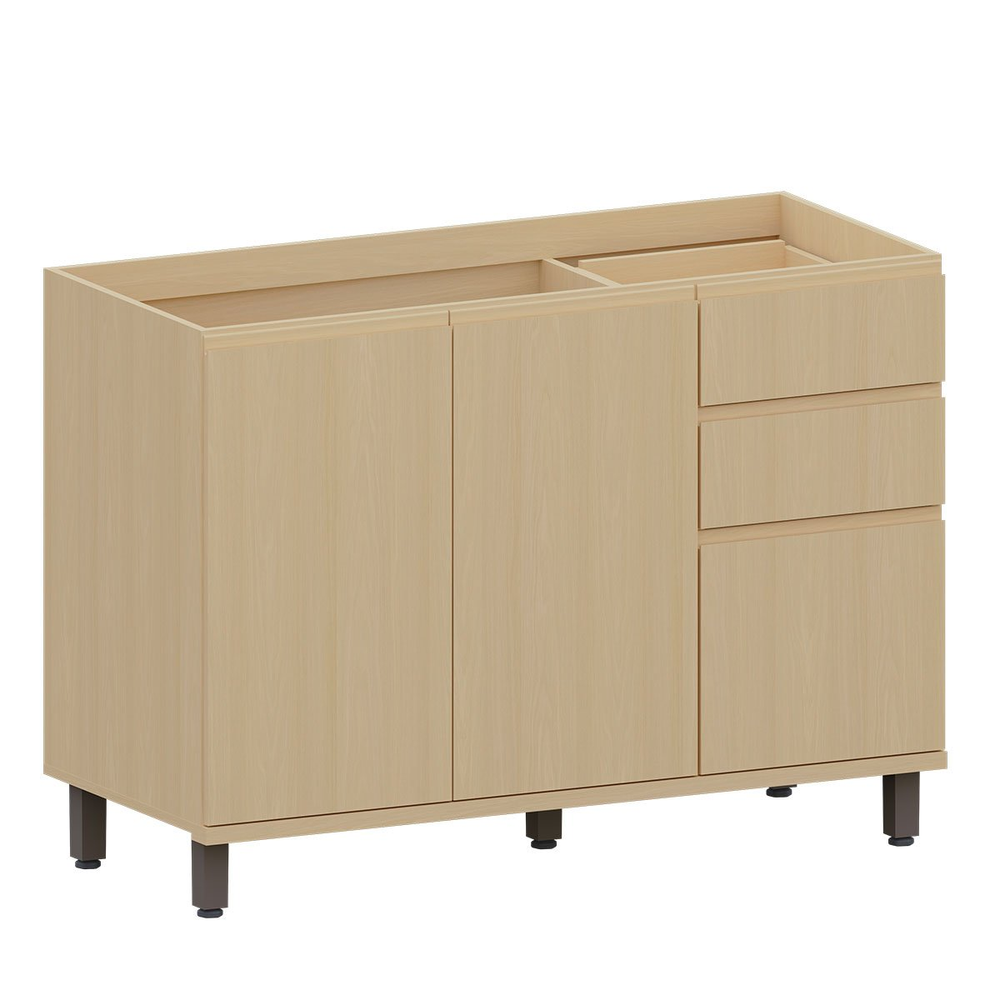 Balcão de Pia para Cozinha 120 cm 3 Portas 2 Gavetas Aurora Carvalho Balcão de Pia para Cozinha 120 cm 3 Portas 2 Gavetas Aurora Carvalho