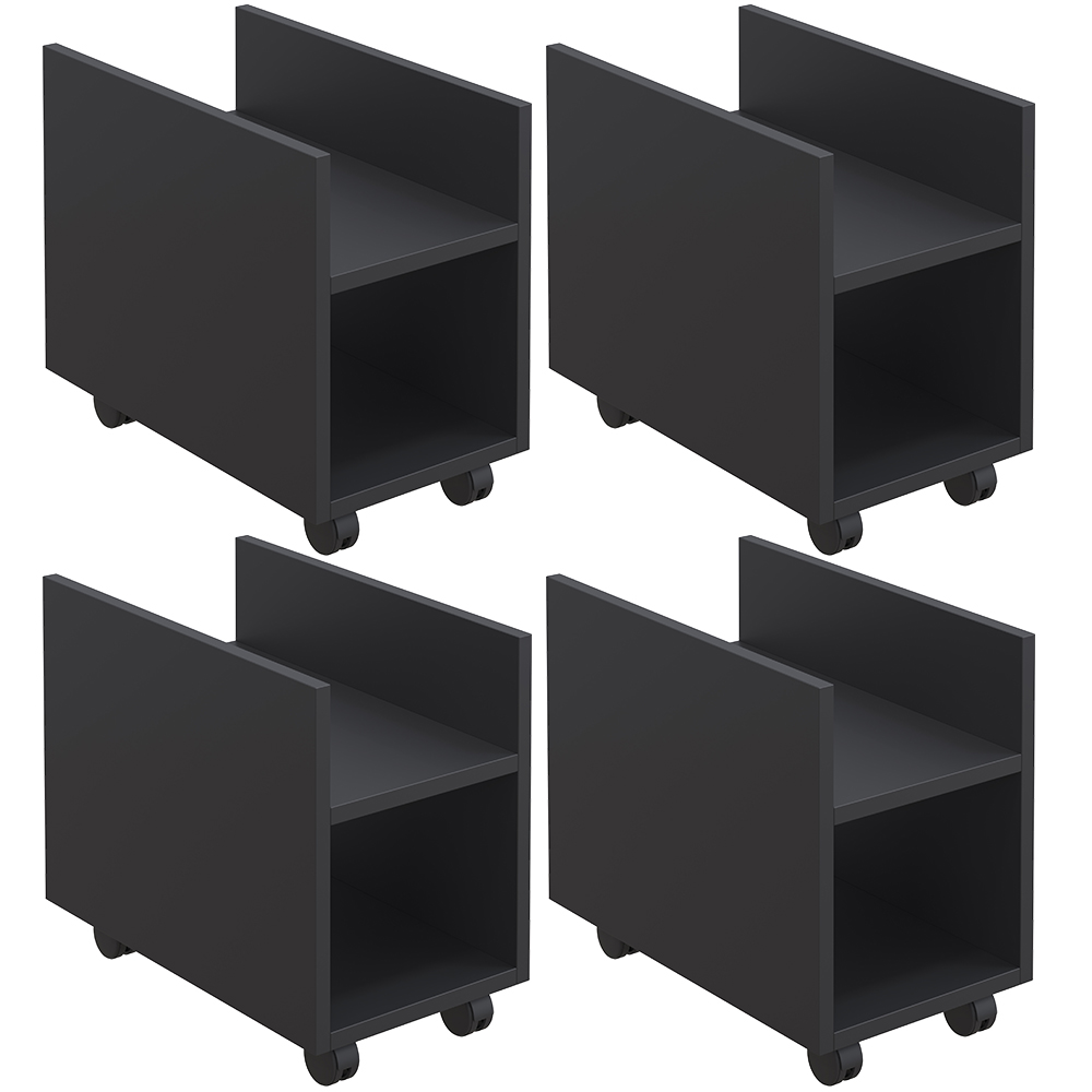 Kit 04 Suportes Para Cpu E Nobreak Com Rodízios Guide L03 Preto - Lyam Decor Kit 04 Suportes Para Cpu E Nobreak Com Rodízios Guide L03 Preto - Lyam Decor