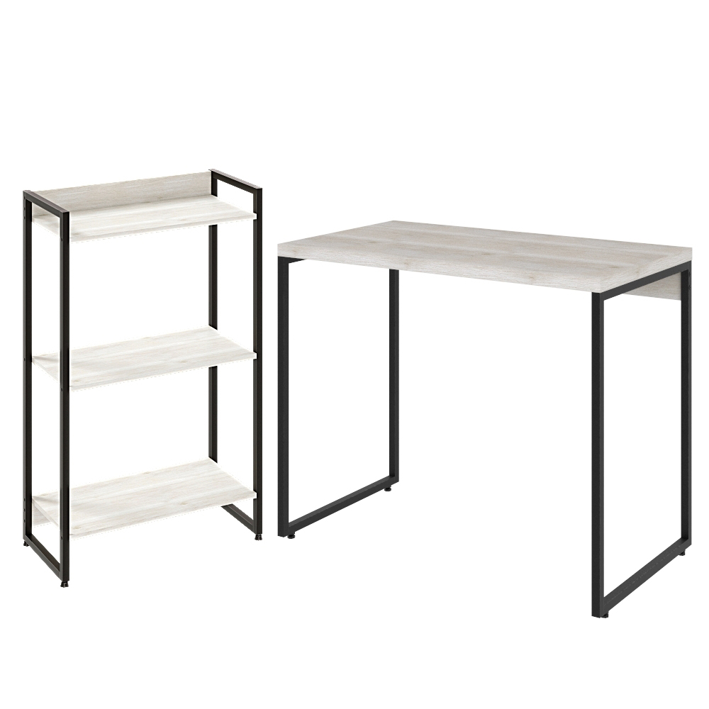 Kit Para Escritório Estante Areta 3 Prateleiras Mesa Industrial Aspen 90cm C01 Snow - Lyam Decor Kit Para Escritório Estante Areta 3 Prateleiras Mesa Industrial Aspen 90cm C01 Snow - Lyam Decor