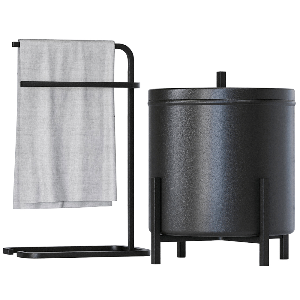 Kit Lixeira Tampa 6L Kalli e Porta Toalha Isla Para Pia Bancada Lavabo Aço D01 Preto - Lyam Decor Kit Lixeira Tampa 6L Kalli e Porta Toalha Isla Para Pia Bancada Lavabo Aço D01 Preto - Lyam Decor