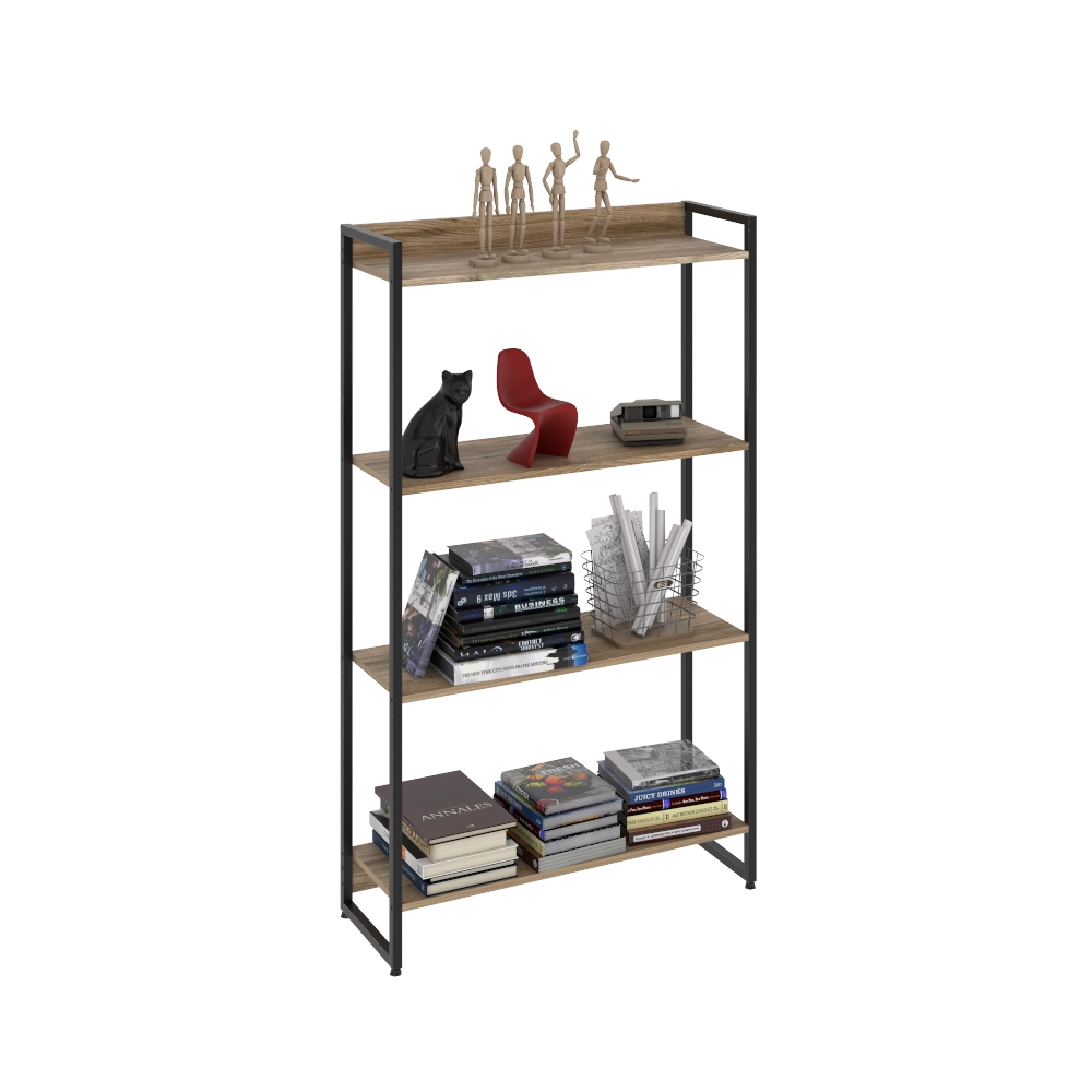 Estante Multiuso Para Escritório Industrial 04 Prateleiras Areta 145x80cm C01 Carvalho - Lyam Decor Estante Multiuso Para Escritório Industrial 04 Prateleiras Areta 145x80cm C01 Carvalho - Lyam Decor