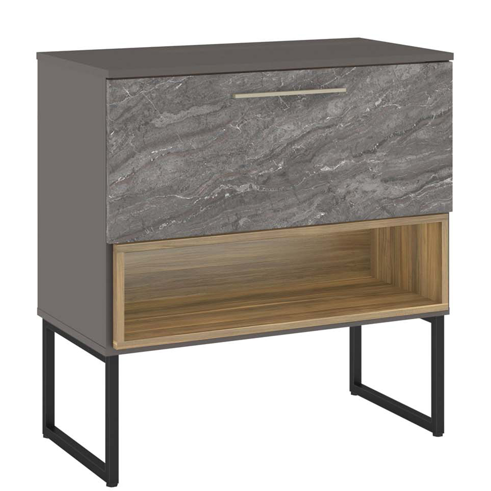 Armário Balcão Gabinete 80cm 01 Gaveta Com Pés Vicenza B06 Magneto Nogal - Lyam Decor Armário Balcão Gabinete 80cm 01 Gaveta Com Pés Vicenza B06 Magneto Nogal - Lyam Decor