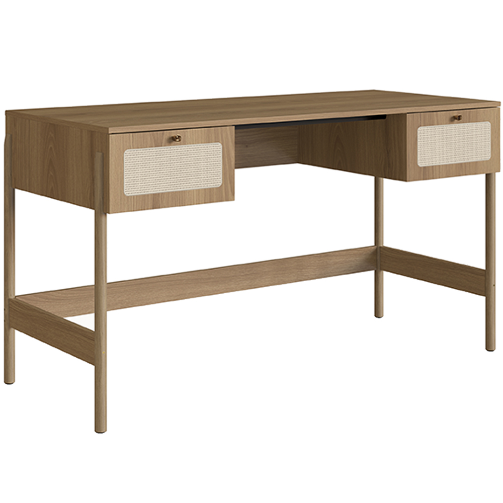 Mesa Escrivaninha Home Office 2 Gavetas Pés Madeira Moss A03 Hanover Roble - Lyam Decor Mesa Escrivaninha Home Office 2 Gavetas Pés Madeira Moss A03 Hanover Roble - Lyam Decor