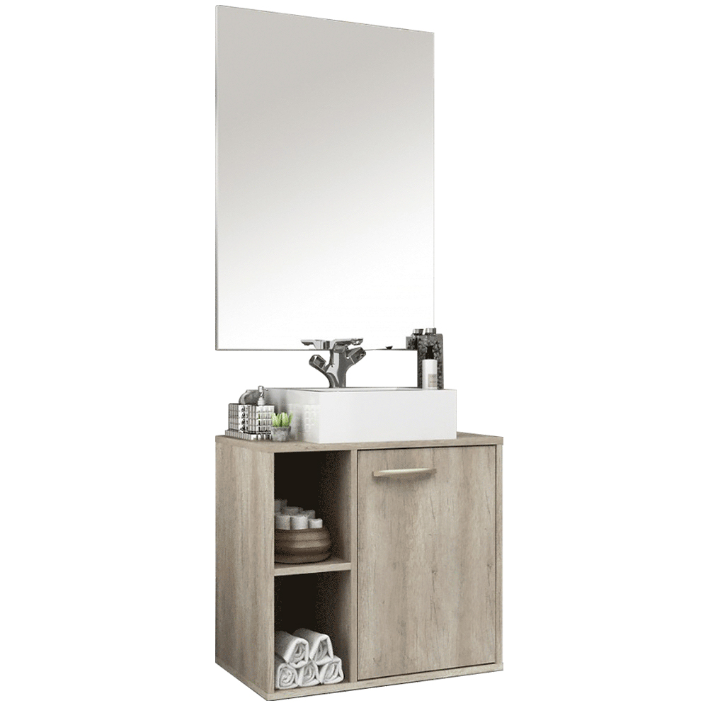 Conjunto Para Banheiro Gabinete Suspenso 60cm Com Cuba E Espelho Anne B06 Barrique - Lyam Decor Conjunto Para Banheiro Gabinete Suspenso 60cm Com Cuba E Espelho Anne B06 Barrique - Lyam Decor