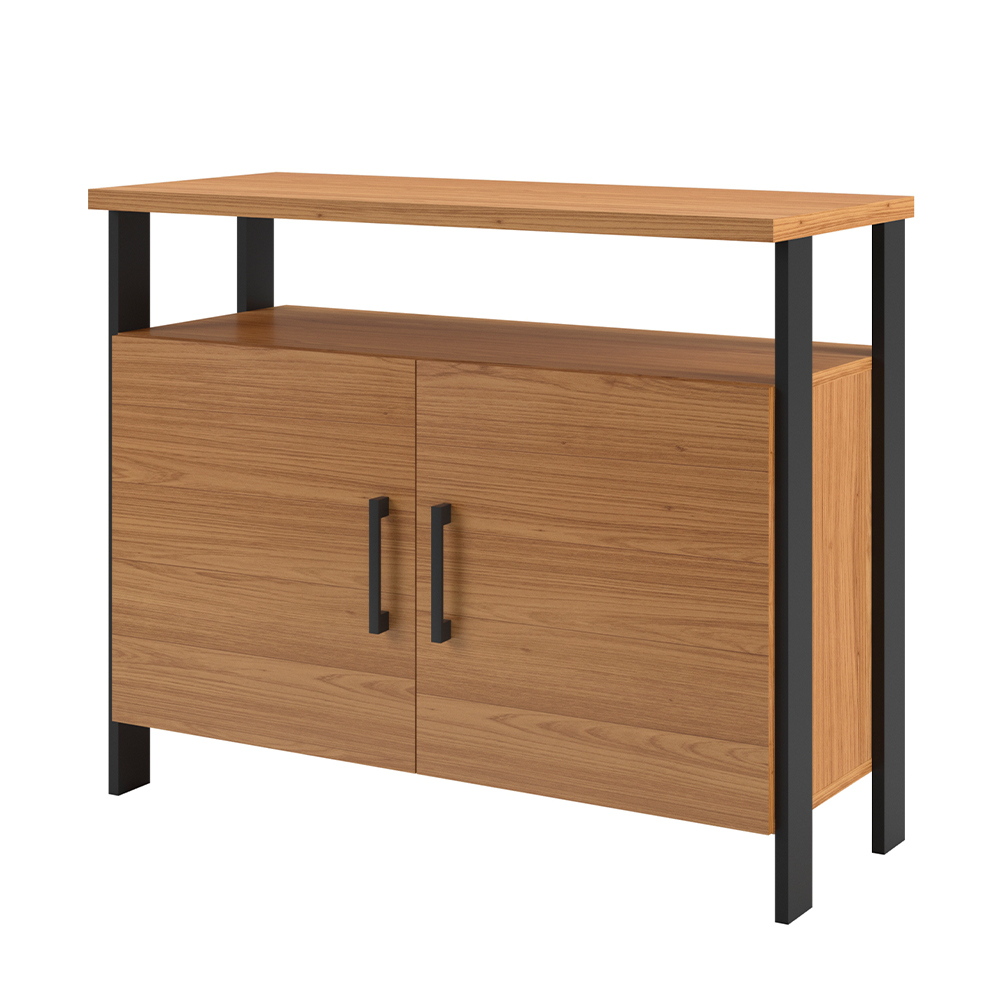 Balcão Multiuso Escritório Sala Evidence Industrial 02 Portas D03 Freijó Preto Fosco - Lyam Decor Balcão Multiuso Escritório Sala Evidence Industrial 02 Portas D03 Freijó Preto Fosco - Lyam Decor