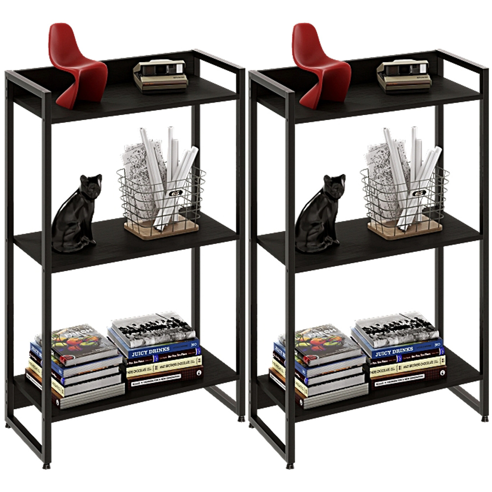 Kit 2 Estantes Multiuso Escritório Industrial 3 Prateleiras Areta 104x60cm C01 Onix - Lyam Decor Kit 2 Estantes Multiuso Escritório Industrial 3 Prateleiras Areta 104x60cm C01 Onix - Lyam Decor