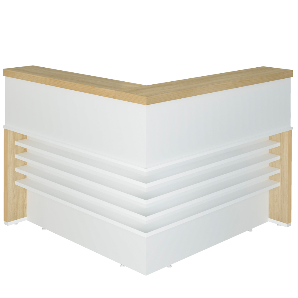 Balcão Para Recepção Escritório Office Atria Executiva 147x147cm A02 Carvalho Branco - Lyam Decor Balcão Para Recepção Escritório Office Atria Executiva 147x147cm A02 Carvalho Branco - Lyam Decor
