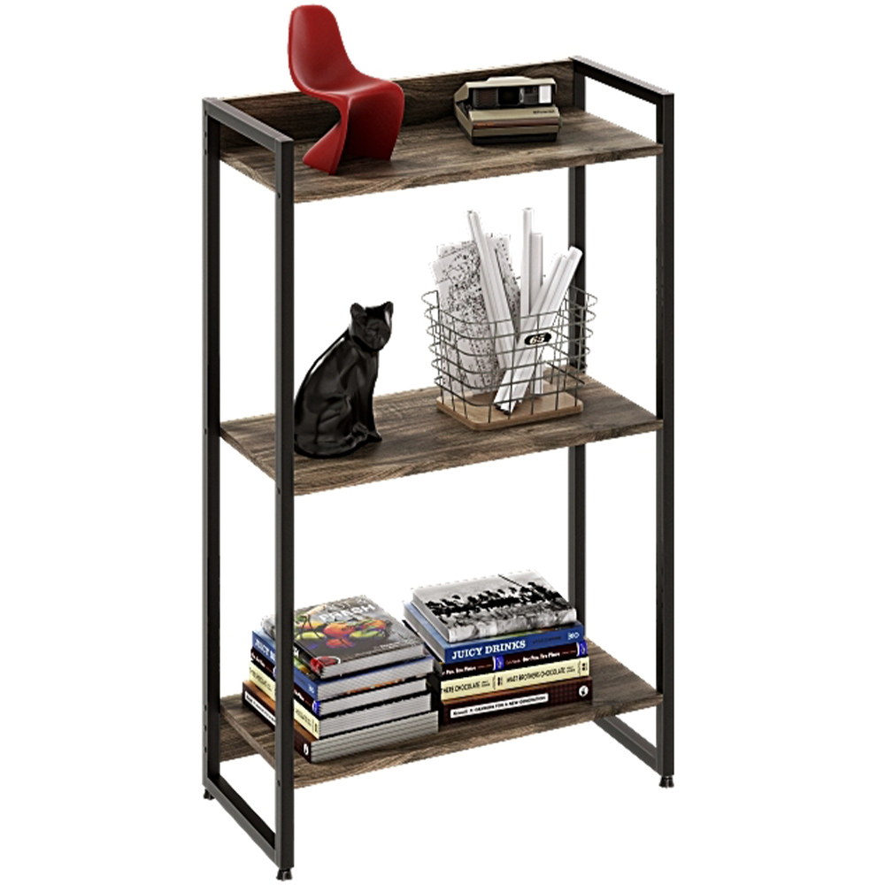 Estante Multiuso Escritório Industrial 3 Prateleiras Areta 104x60cm C01 Carvalho Dark - Lyam Decor Estante Multiuso Escritório Industrial 3 Prateleiras Areta 104x60cm C01 Carvalho Dark - Lyam Decor