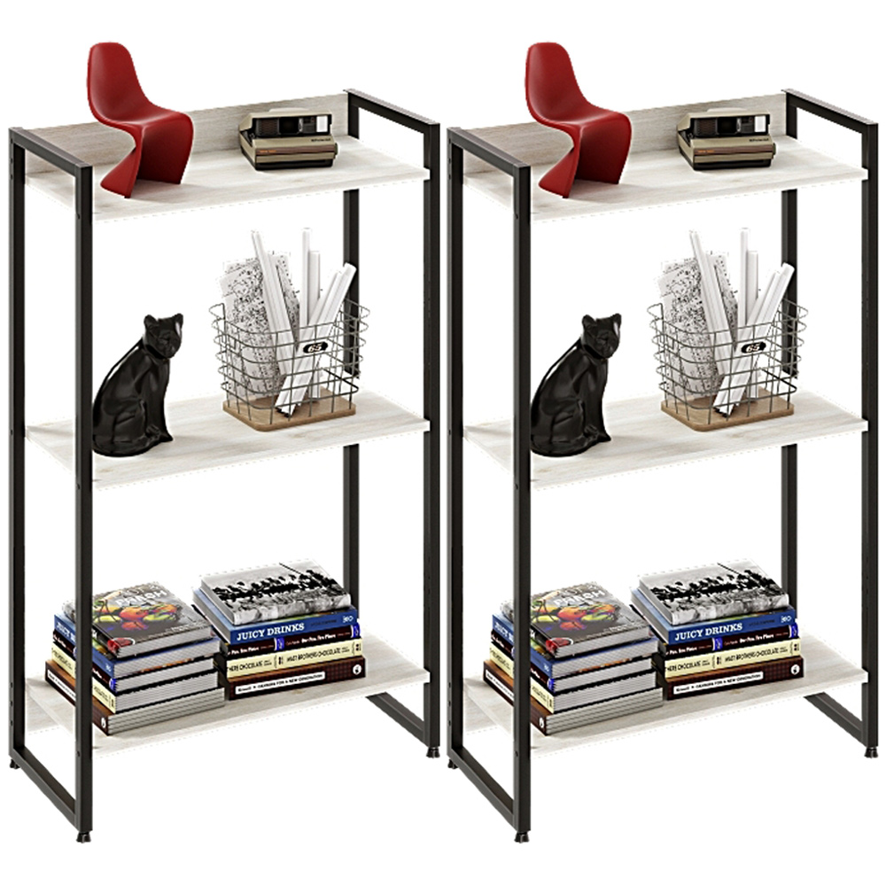 Kit 2 Estantes Multiuso Escritório Industrial 3 Prateleiras Areta 104x60cm C01 Snow - Lyam Decor Kit 2 Estantes Multiuso Escritório Industrial 3 Prateleiras Areta 104x60cm C01 Snow - Lyam Decor