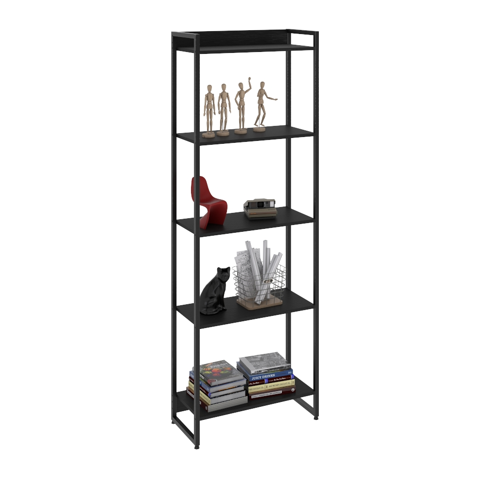 Estante Multiuso Para Escritório Industrial 05 Prateleiras Areta 186x60cm C01 Onix - Lyam Decor Estante Multiuso Para Escritório Industrial 05 Prateleiras Areta 186x60cm C01 Onix - Lyam Decor