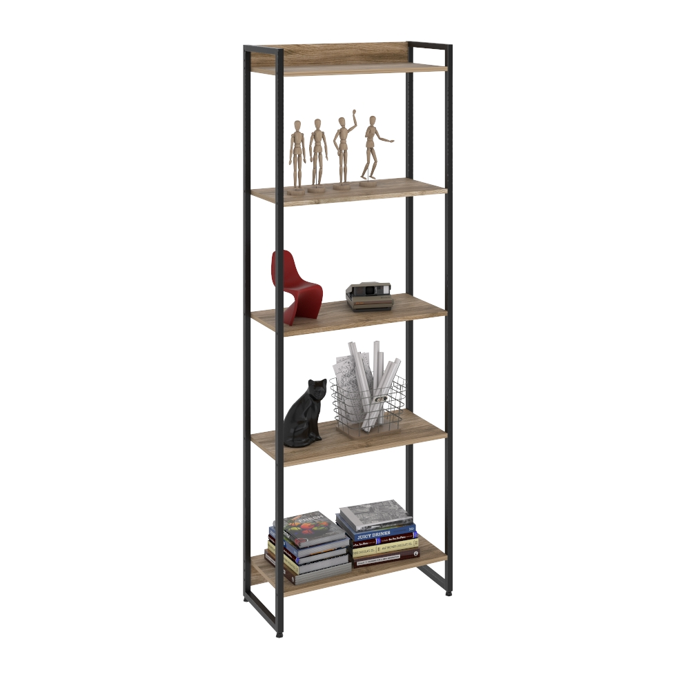Estante Multiuso Para Escritório Industrial 05 Prateleiras Areta 186x60cm C01 Carvalho - Lyam Decor Estante Multiuso Para Escritório Industrial 05 Prateleiras Areta 186x60cm C01 Carvalho - Lyam Decor
