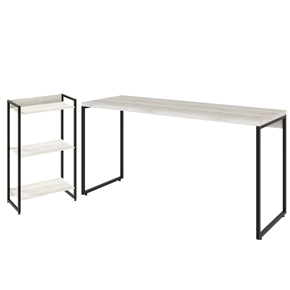 Kit Escritório Estante Areta 3 Prateleiras com Mesa Industrial Aspen 150cm C01 Snow - Lyam Decor Kit Escritório Estante Areta 3 Prateleiras com Mesa Industrial Aspen 150cm C01 Snow - Lyam Decor
