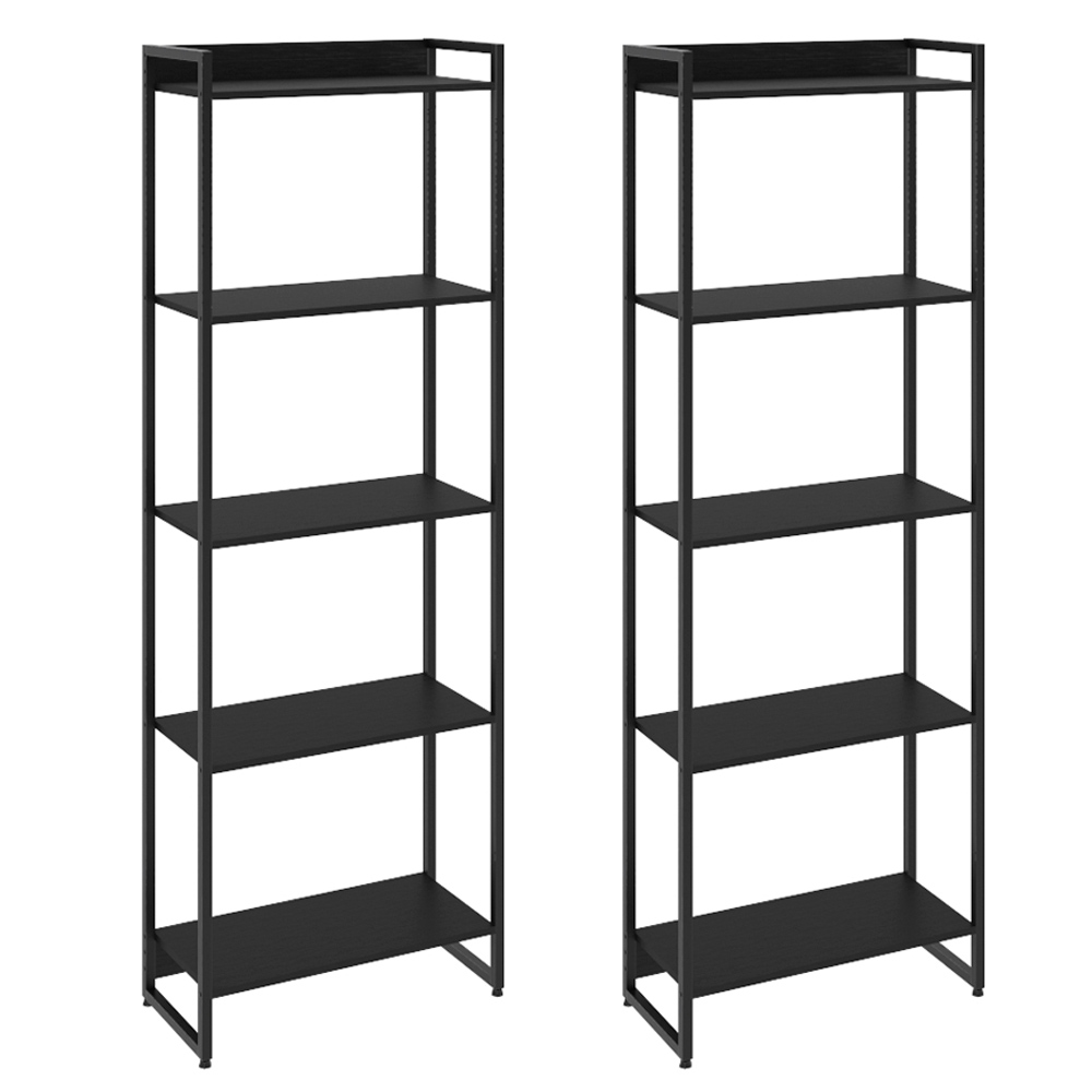 Kit 2 Estantes Multiuso Escritório Industrial 5 Prateleiras Areta 186x60cm C01 Onix - Lyam Decor Kit 2 Estantes Multiuso Escritório Industrial 5 Prateleiras Areta 186x60cm C01 Onix - Lyam Decor