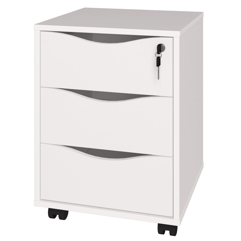 Gaveteiro Para Escritório Office com Rodízios 03 Gavetas Face A02 Branco - Lyam Decor Gaveteiro Para Escritório Office com Rodízios 03 Gavetas Face A02 Branco - Lyam Decor