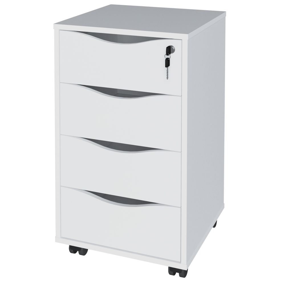 Gaveteiro Para Escritório Office com Rodízios 04 Gavetas Bit A02 Branco - Lyam Decor Gaveteiro Para Escritório Office com Rodízios 04 Gavetas Bit A02 Branco - Lyam Decor
