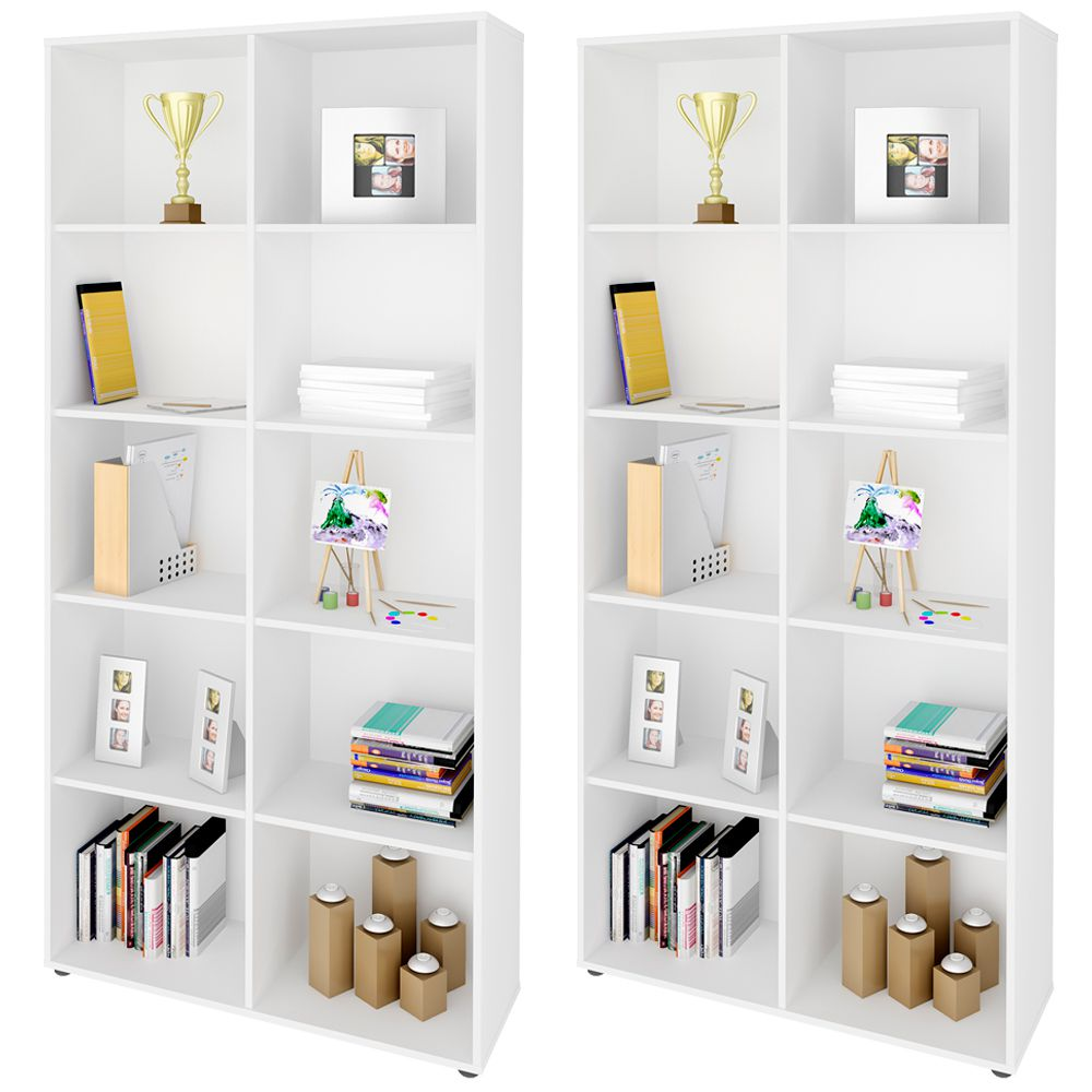 Kit 02 Estantes Multiuso com 10 Nichos Clean A02 187x90 Branco - Lyam Decor Kit 02 Estantes Multiuso com 10 Nichos Clean A02 187x90 Branco - Lyam Decor