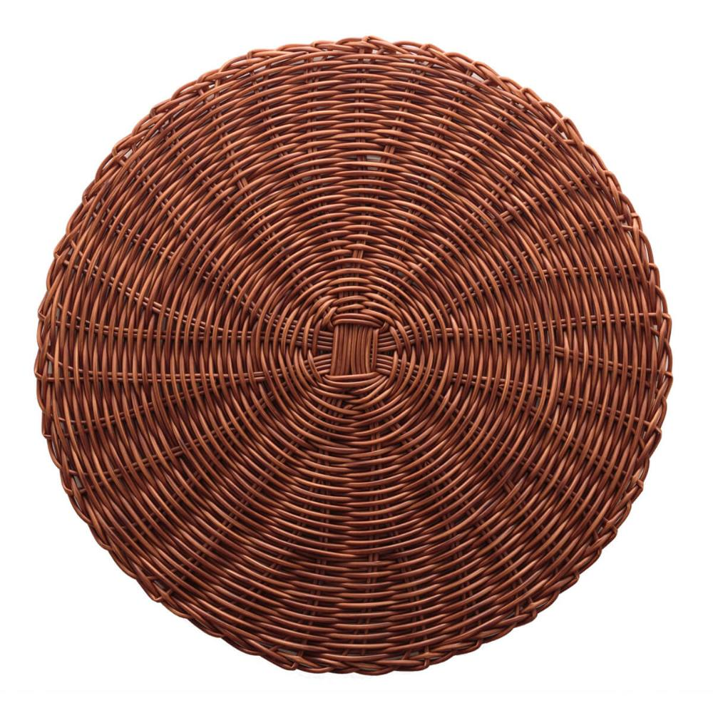 Lugar Americano Sousplat Lyor Marrom 38cm Mesa Rattan Plástico Trançado Lugar Americano Sousplat Lyor Marrom 38cm Mesa Rattan Plástico Trançado