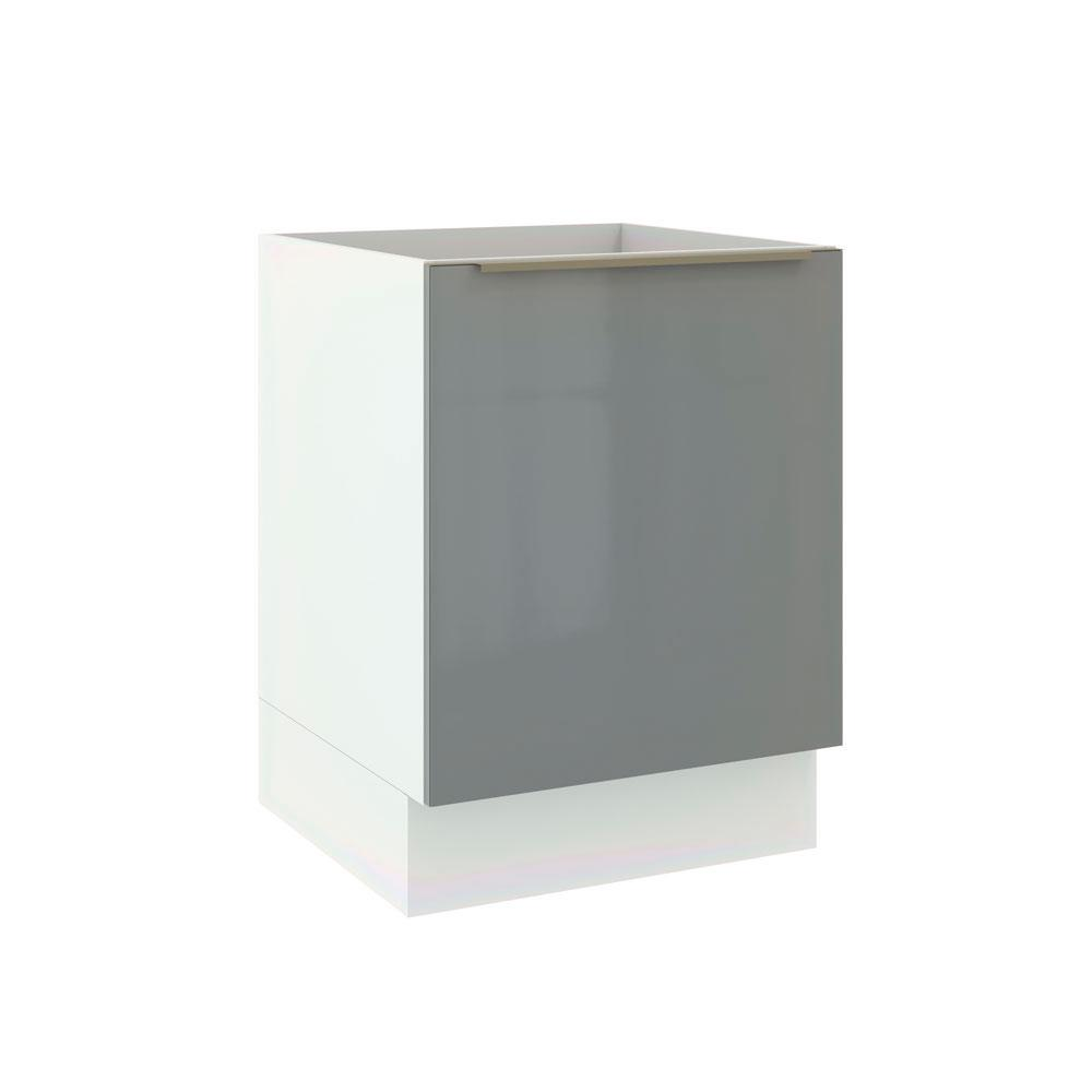 Balcão Madesa Lux 60 cm 1 Porta - Branco/Cinza Balcão Madesa Lux 60 cm 1 Porta - Branco/Cinza