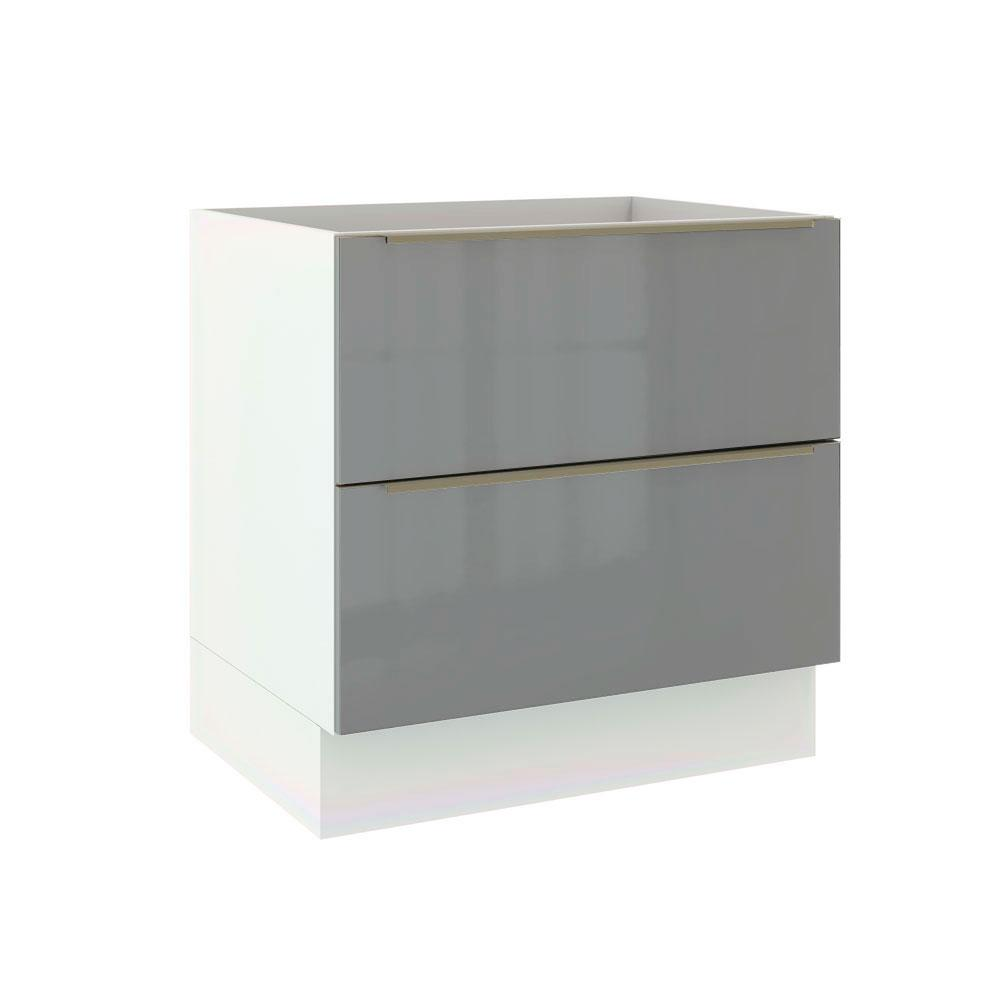 Balcão Madesa Lux 80 cm 2 Gavetas - Branco/Cinza Balcão Madesa Lux 80 cm 2 Gavetas - Branco/Cinza