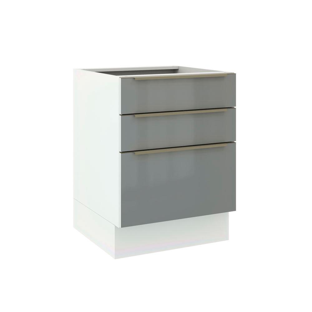 Balcão Madesa Lux 60 cm 3 Gavetas - Branco/Cinza Balcão Madesa Lux 60 cm 3 Gavetas - Branco/Cinza