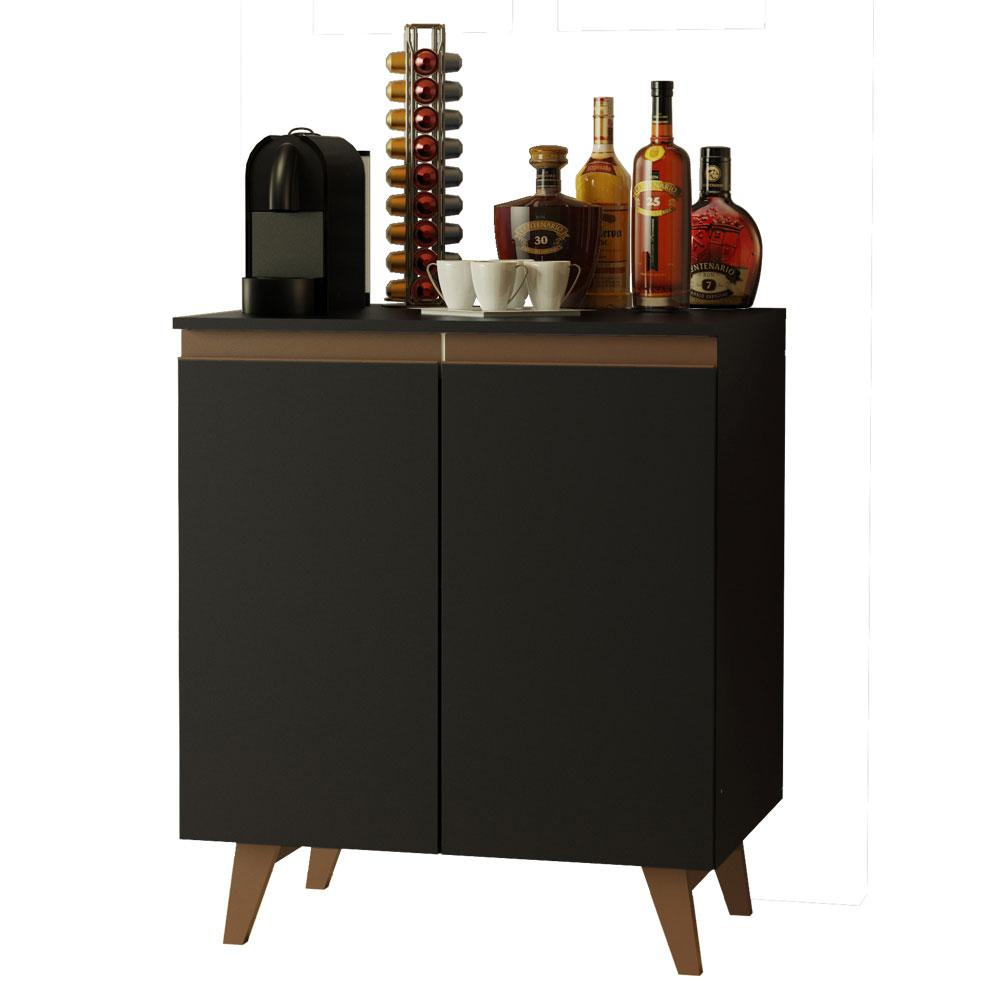 Balcão Armário de Cozinha Cantinho do Café 70 cm 2 Portas Preto Reims Madesa Balcão Armário de Cozinha Cantinho do Café 70 cm 2 Portas Preto Reims Madesa