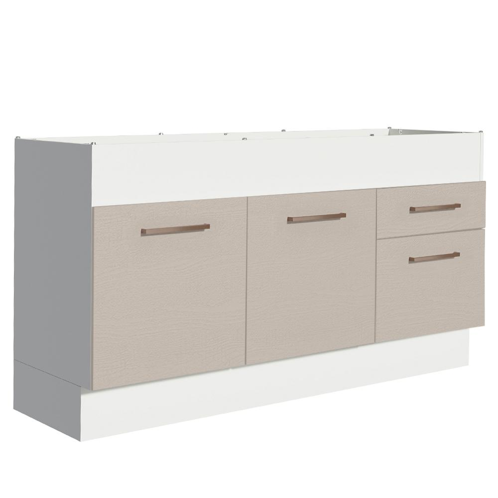 Balcão de Pia Cozinha 150 cm 2 Portas e 2 Gavetas (Sem Tampo e Pia) Branco/Crema Agata Madesa Balcão de Pia Cozinha 150 cm 2 Portas e 2 Gavetas (Sem Tampo e Pia) Branco/Crema Agata Madesa