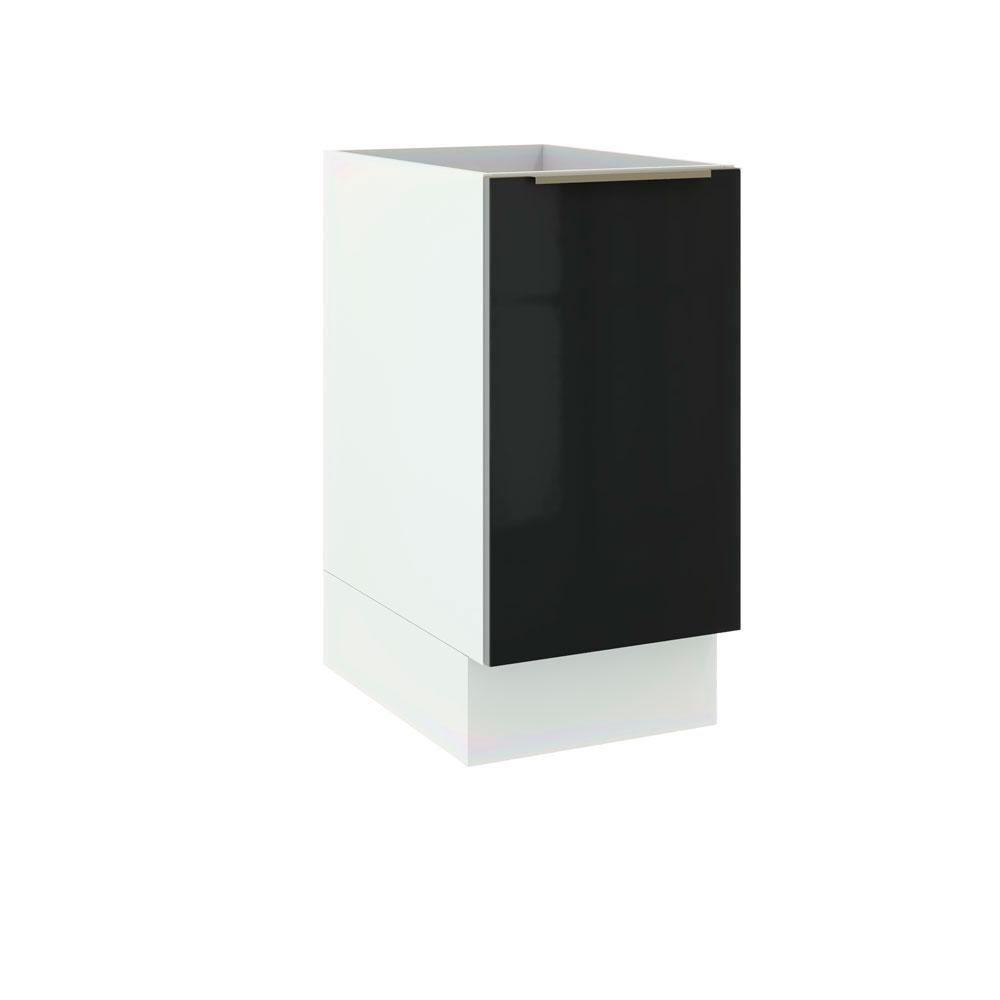 Balcão Madesa Lux 40 cm 1 Porta - Branco/Preto Balcão Madesa Lux 40 cm 1 Porta - Branco/Preto