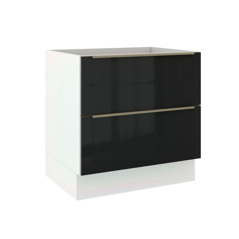 Balcão Madesa Lux 80 cm 2 Gavetas - Branco/Preto Balcão Madesa Lux 80 cm 2 Gavetas - Branco/Preto