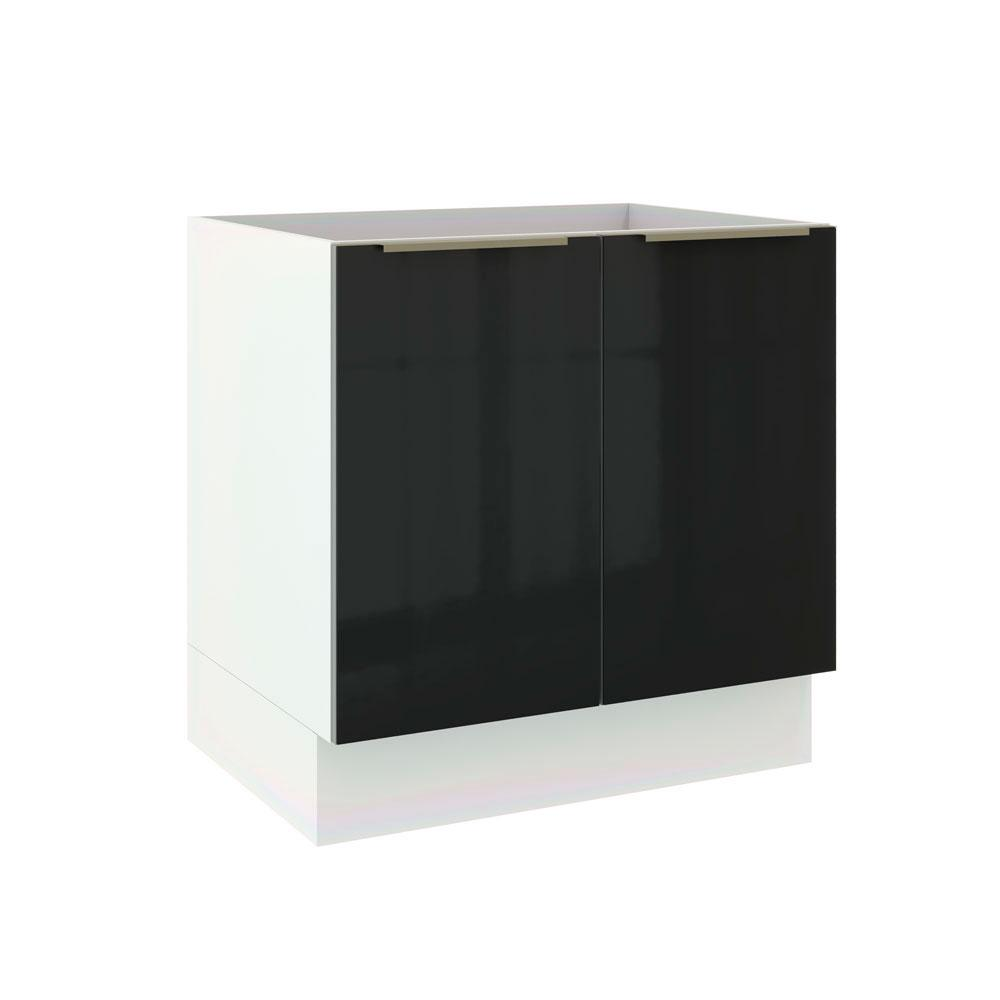 Balcão Madesa Lux 80 cm 2 Portas - Branco/Preto Balcão Madesa Lux 80 cm 2 Portas - Branco/Preto