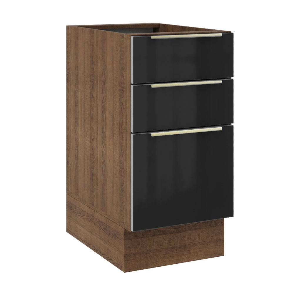 Balcão Madesa Lux 40 cm 3 Gavetas (Sem Tampo) - Rustic/Preto Balcão Madesa Lux 40 cm 3 Gavetas (Sem Tampo) - Rustic/Preto