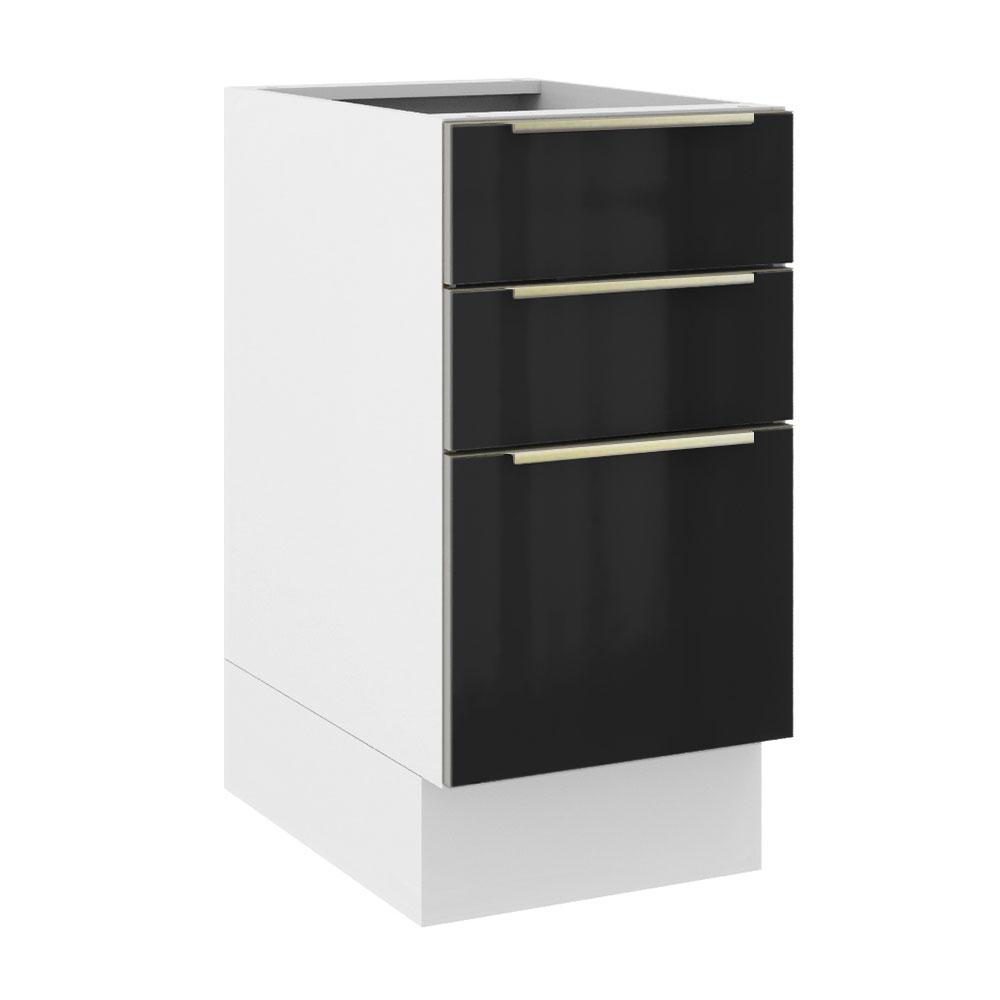 Balcão Madesa Lux 40 cm 3 Gavetas (Sem Tampo) - Branco/Preto Balcão Madesa Lux 40 cm 3 Gavetas (Sem Tampo) - Branco/Preto
