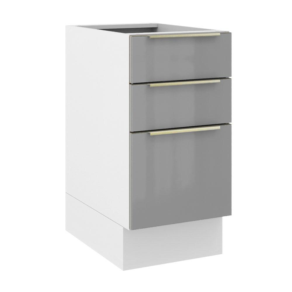 Balcão Madesa Lux 40 cm 3 Gavetas (Sem Tampo) - Branco/Cinza Balcão Madesa Lux 40 cm 3 Gavetas (Sem Tampo) - Branco/Cinza