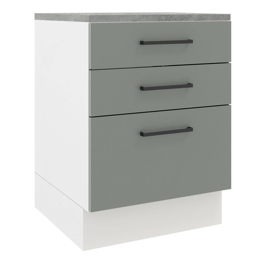 Balcão Madesa Agata 60 cm 3 Gavetas - Branco/Cinza Balcão Madesa Agata 60 cm 3 Gavetas - Branco/Cinza