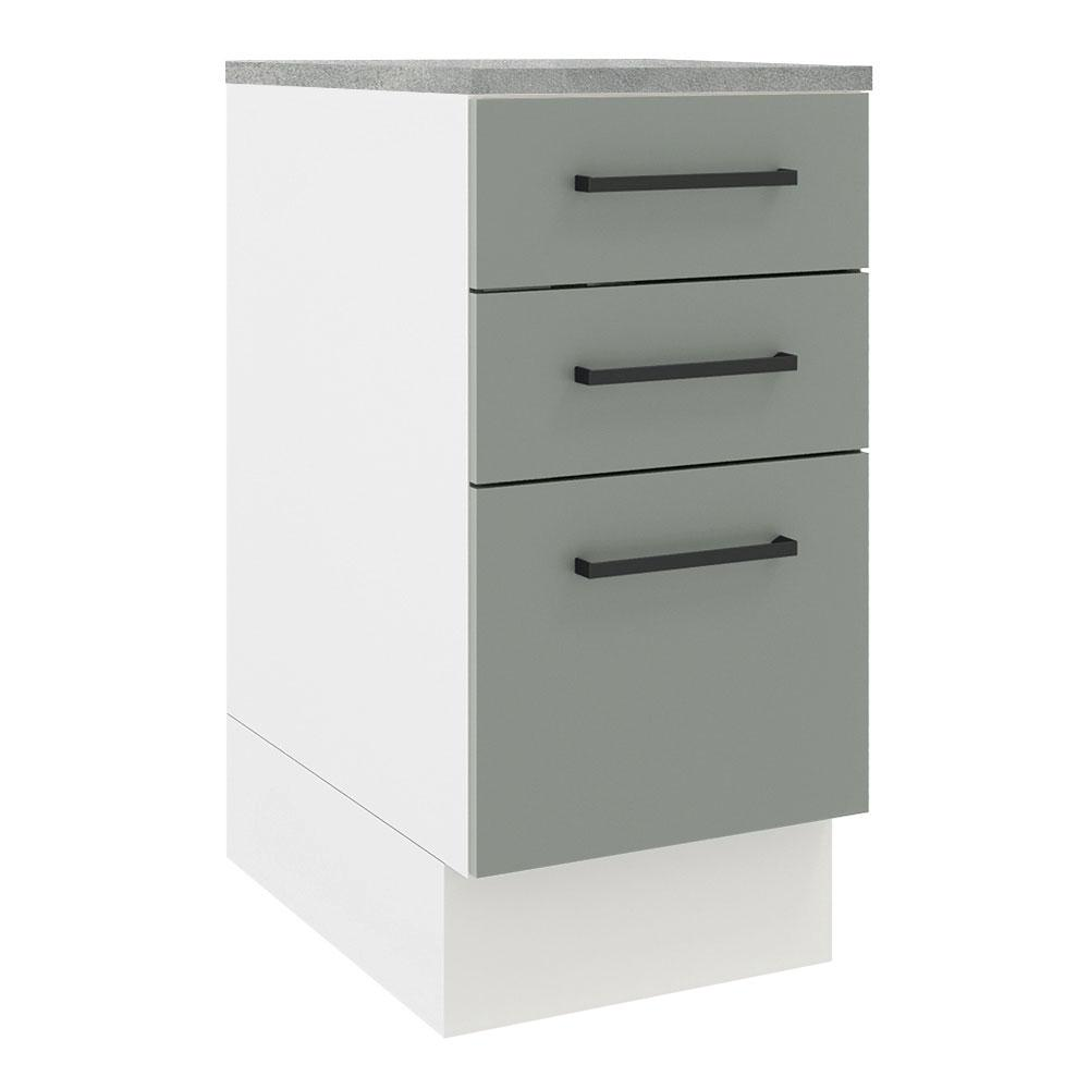 Balcão Madesa Agata 40 cm 3 Gavetas - Branco/Cinza Balcão Madesa Agata 40 cm 3 Gavetas - Branco/Cinza