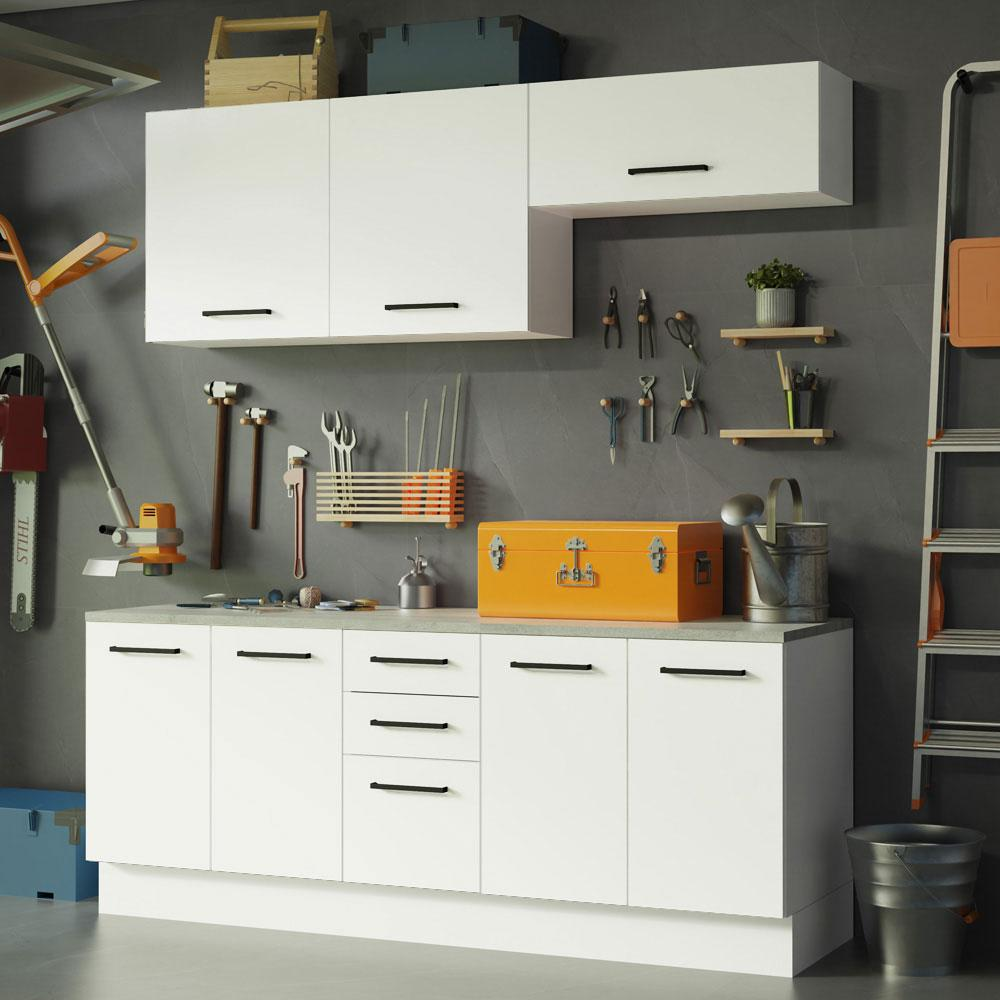 Kit com 2 Balcões e 2 Armários Aéreos Multiuso 200cm Branco Agata Madesa Kit com 2 Balcões e 2 Armários Aéreos Multiuso 200cm Branco Agata Madesa