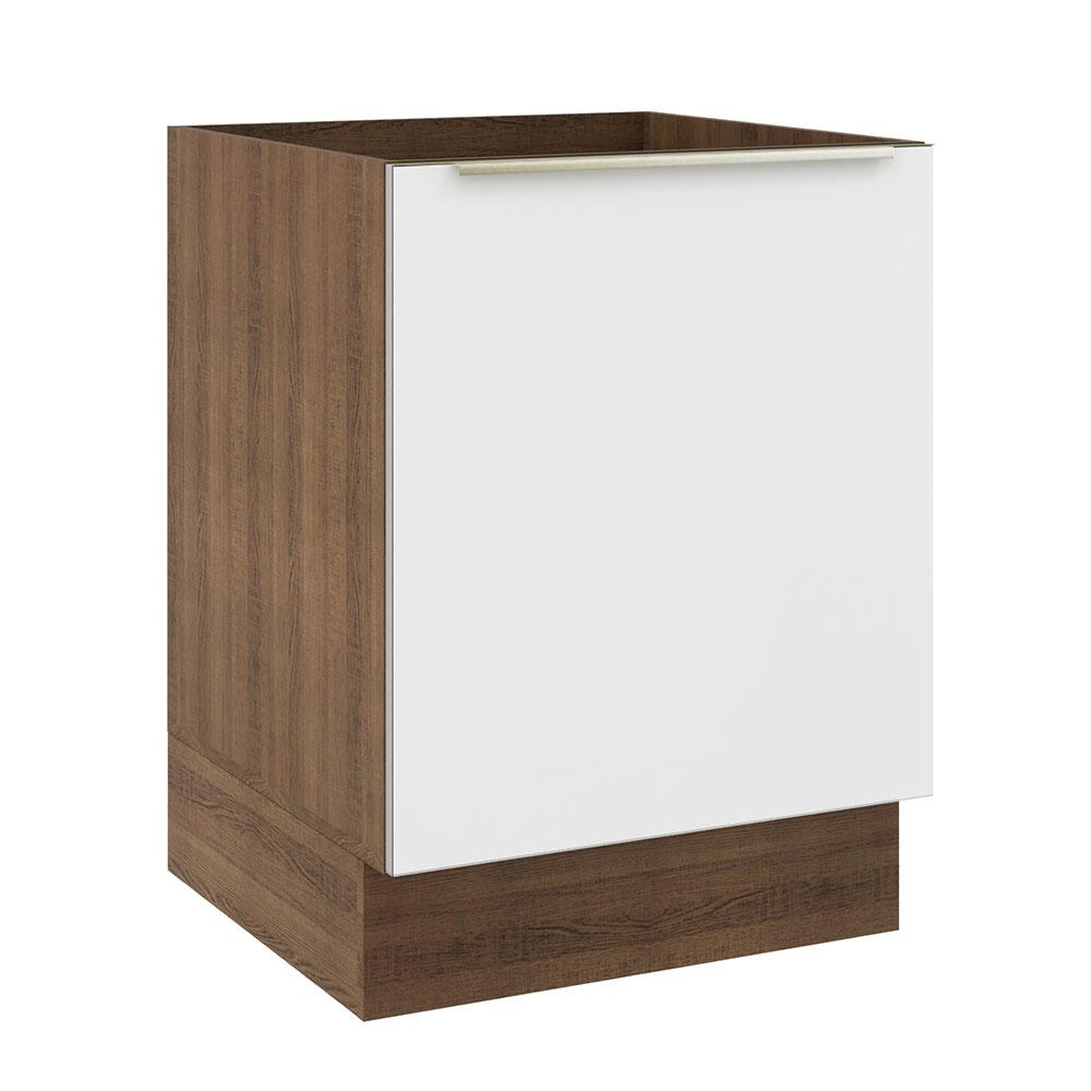 Balcão Madesa Lux 60 cm 1 Porta (Sem Tampo) - Rustic/Branco Veludo Balcão Madesa Lux 60 cm 1 Porta (Sem Tampo) - Rustic/Branco Veludo