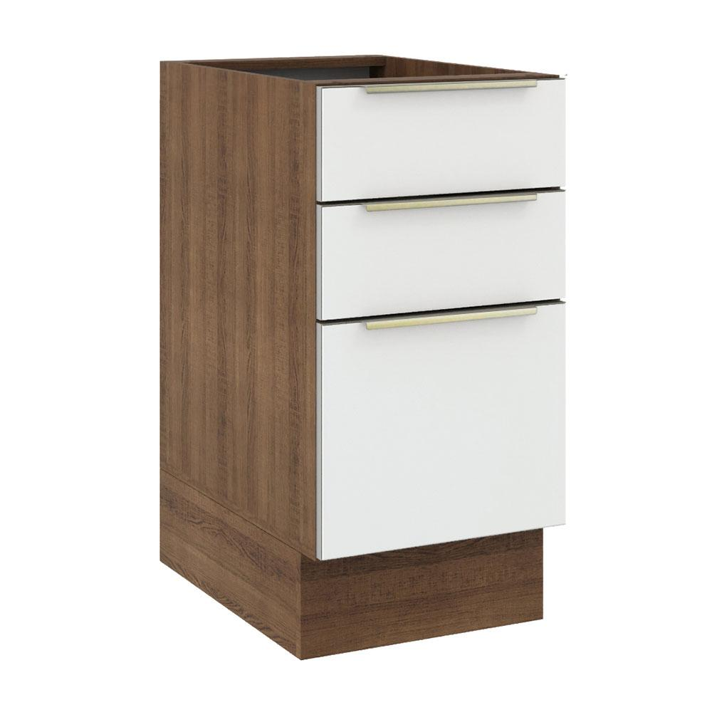 Balcão Madesa Lux 40 cm 3 Gavetas (Sem Tampo) - Rustic/Branco Veludo Balcão Madesa Lux 40 cm 3 Gavetas (Sem Tampo) - Rustic/Branco Veludo