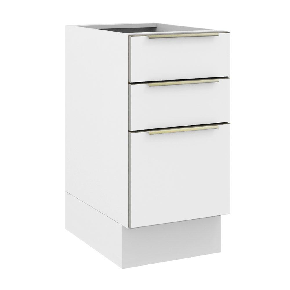 Balcão Madesa Lux 40 cm 3 Gavetas (Sem Tampo) - Branco/Branco Veludo Balcão Madesa Lux 40 cm 3 Gavetas (Sem Tampo) - Branco/Branco Veludo
