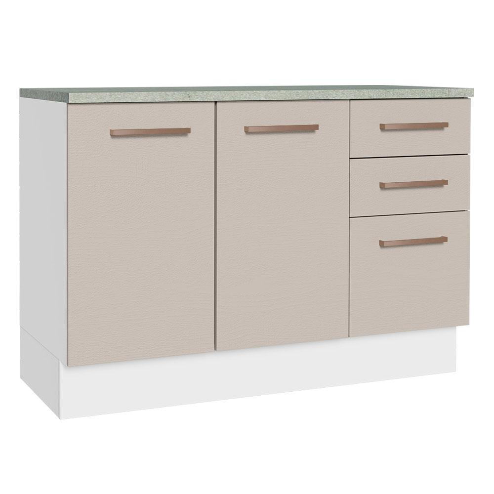 Balcão de Pia Armário de Cozinha 2 Portas e 3 Gavetas (Com Tampo) Branco Agata Madesa Balcão de Pia Armário de Cozinha 2 Portas e 3 Gavetas (Com Tampo) Branco Agata Madesa