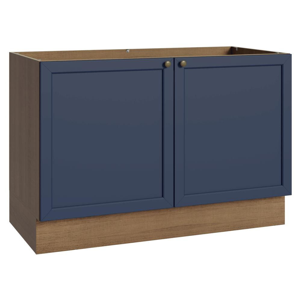 Balcão Gabinete de Pia 120 cm (Sem Tampo) Rustic/Azul Vik Madesa Balcão Gabinete de Pia 120 cm (Sem Tampo) Rustic/Azul Vik Madesa