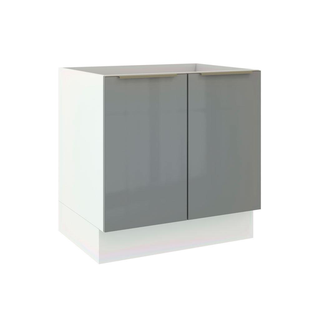 Balcão Madesa Lux 80 cm 2 Portas - Branco/Cinza Balcão Madesa Lux 80 cm 2 Portas - Branco/Cinza